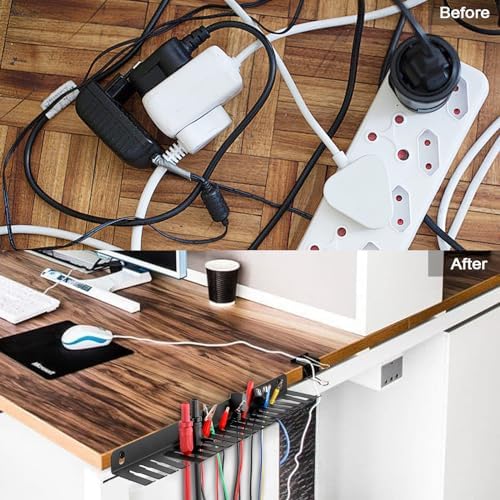 Sumnacon Wall Mountable Cable Hanger and Organizer Steel Cable Rack with 19 Cables Slots Width from 5-9mm,Sturdy Cables Holder Black Cord Rack Organizer for Office Studio Desk Bench Workshop