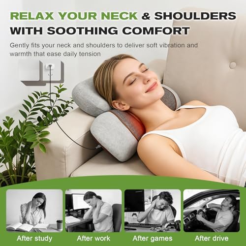 3-in-1 Neck Massager Pillow with Heat, Vibration & Gentle Traction