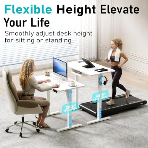 Electric Standing Desk, 40" x 24" Small Sit Stand Desk, White