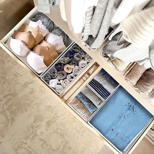 Simple Houseware Foldable Drawer Organizer Stocking Bin, Set of 12, Gray