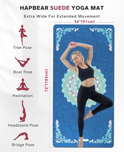 HAPBEAR Large Yoga Mat - 72"x36" Extra Wide Exercise Mat - 1/4" Thick Dual Color PVC | Anti-Slip Surface & High Cushioning - Ideal for Yoga, Pilates & Home Workouts - Bonus Mesh Bag