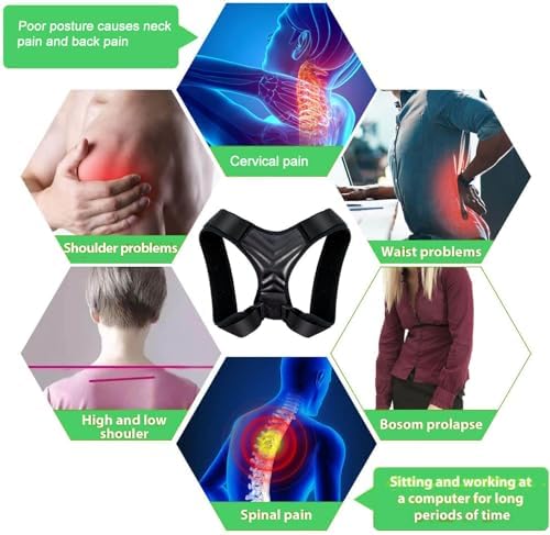 Full Back Posture Corrector For Women,Adjustable Back Brace For Posture Support,Upper Back Brace For Pain Relief,Comfortable Durable,Improve Posture Recovery,Long-Term Wear At Home,Black L