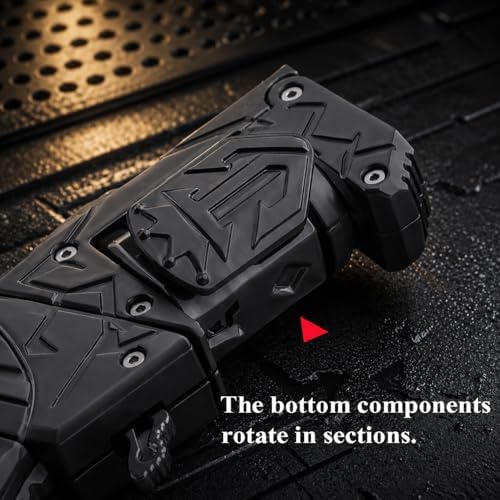 Metal Fidget Toys Gun for Adults: EDC Stress Relief Fidget Spinner Toy, 5 in 1 Mini Cool Fidgets Guns with Slider & Finger Ring for Men (JJ011 - Black)
