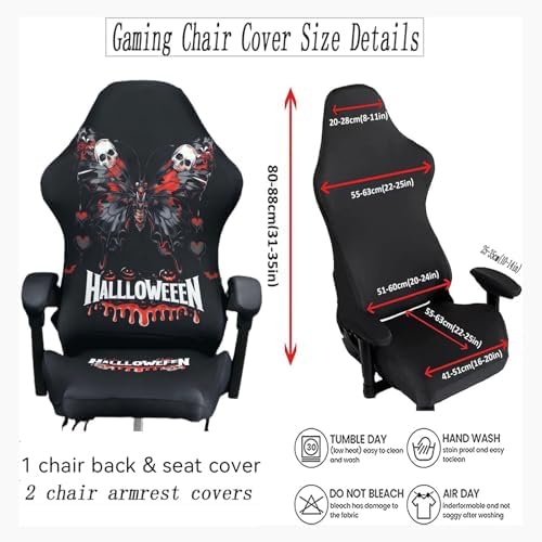Gaming Chair Covers Slipcovers, Stretch Removable Washable Computer Reclining Gaming Chair Protector Slipcovers with Armrest Cover (No Chairs) (Halloween-Butterfly)