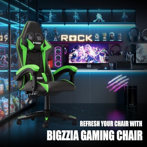 Bigzzia Gaming Chair with Lumbar Support, Ergonomic Gamer Chair Green