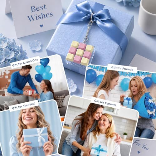 Keyboard Fidget Toy, Creamy Fidget Clicker Keyboard Fidget Keychain, Button Fidget Gifts for Adults, Boost Focus & Ease Anxiety Anywhere — Perfect Stress-Relief Gift (3×3 Grid Layout A-D)