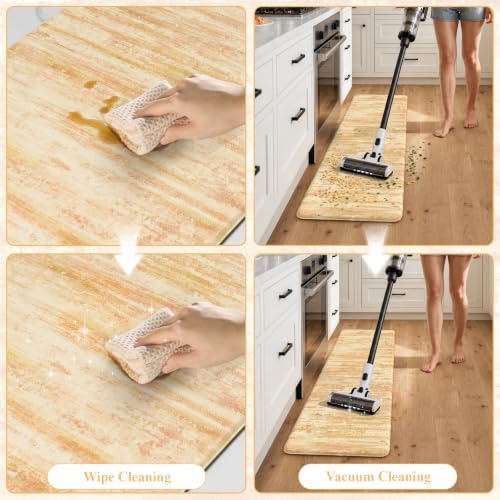 KIMODE Anti Fatigue Kitchen Mats,Autumn Orange Kitchen Rugs Sets of 2 Wider