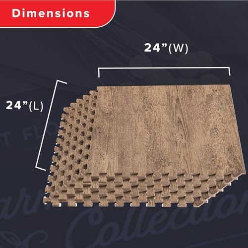 Forest Floor Farmhouse 3/8 Inch Thick Printed Foam Tiles, Premium Wood Grain Interlocking Foam Floor Mats, Anti-Fatigue Flooring – Stylish Flooring Solution
