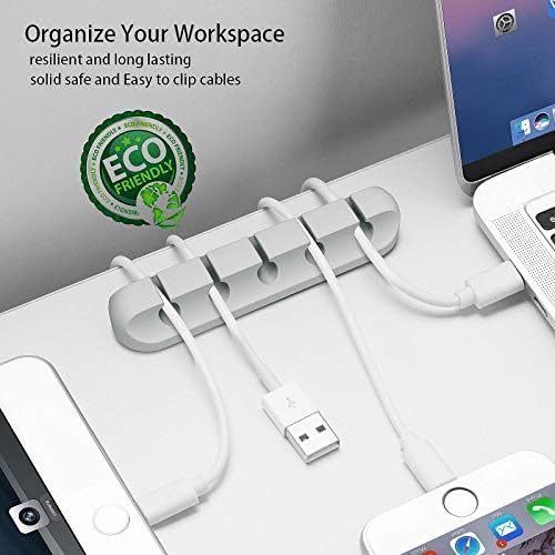 Desk Accessories for Charging Organizer - 5 Packs Grey Computer Desk Accessories and Adhesive Cord Organizer for Cable Holder Cleans Up Messy Wires at Home, Car and Office (7-5-3-1-1 Slots)