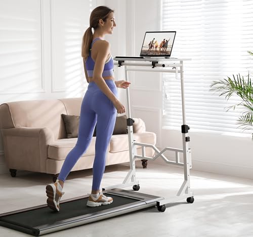 Oransail Small Standing Desk with Wheels, 29.5-45.3 Inch Adjustable Height