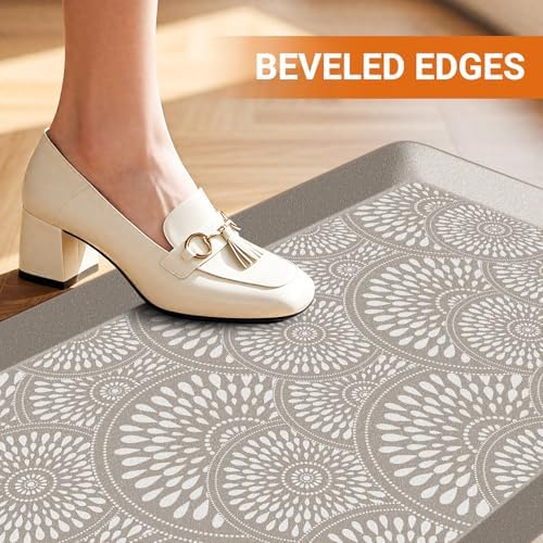 Mattitude 4/5 Inch Kitchen Mat, 17.3x39in Heavy Duty Ergonomic Comfort Foam Standing Desk Mat, Waterproof Non-Slip Standing Mats and Rugs for Kitchen, Office, Khaki