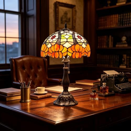 Tiffany Stained Glass Lamp Orange Blossom Table Lamp