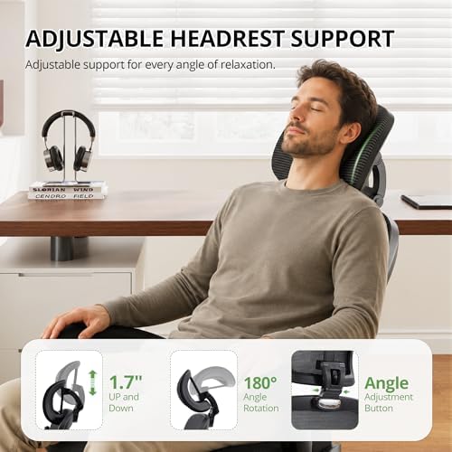 Ergonomic Office Chair 330 lb with Wheels, Lumbar Support & Headrest