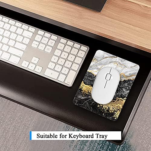 Small Mouse Pad, Mini Mouse Pad 6" x 8", Thick Rubber Waterproof Mouse Mat, Cute Mousepad for Women Men Kids Wireless Mouse Laptops Keyboard Tray Home Office Travel, Black White Gold Marble