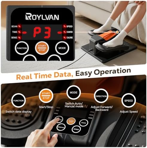 Roylvan Workout Under Desk Elliptical Machine, Electric Seated Foot Pedal Machine for Seniors, Enhanced Safety and Stability, 12 Adjustable Speeds