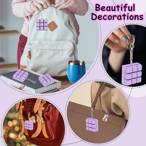 Keyboard Fidget Toy, Keyboard Fidget Keychain 9-in-1 Keyboard Decompression Button Finger Clicker Toys Stress Relief Fidget Gifts (Purple)