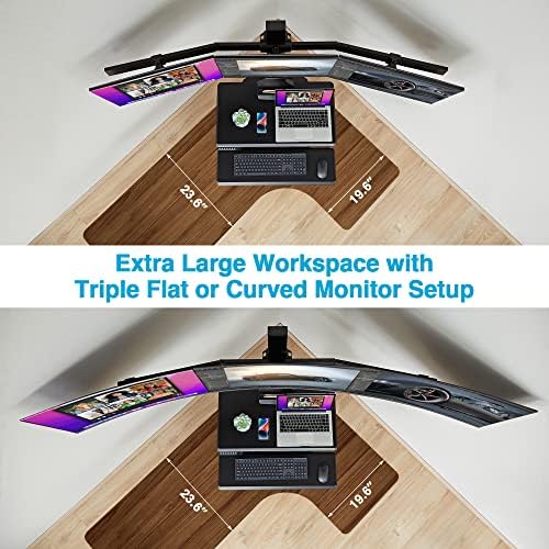 AVLT Electric Standing Desk Converter for Triple 32" Monitors Motorized