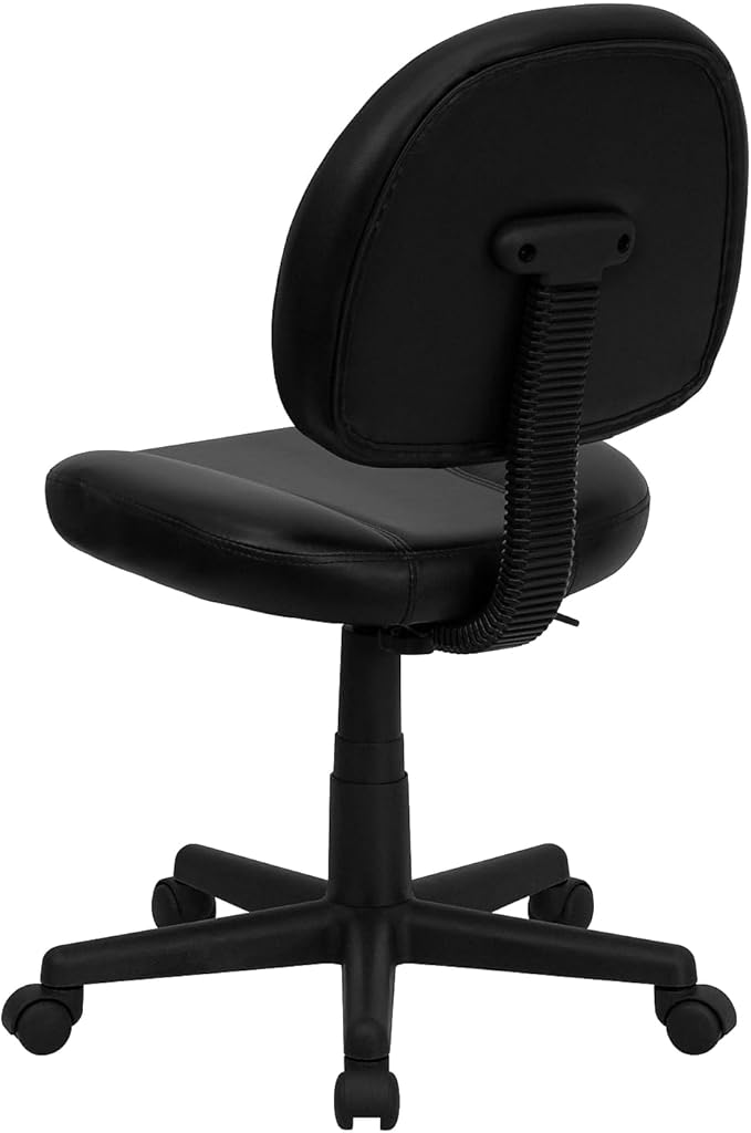 Flash Furniture Ronald Mid-Back Black LeatherSoft Swivel Ergonomic Task Office Chair with Back Depth Adjustment