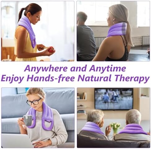 Microwave Heating pad for Neck and Shoulders Back 33 * 5" microwavable Moist Heat Pack Warm hot Compress Neck wrap Weighted Rice Bean Bag Reusable Herbal Nature Calming Portable