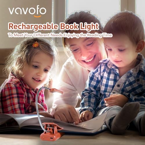 VAVOFO Rechargeable Reading Light, Clip on Book Light for Reading in Bed