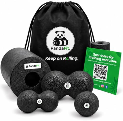 Foam Roller Set for Physical Therapy, 5-in-1 Smooth Roller Kit with Large Roller, Mini Roller, Massage Ball, Peanut Ball and Carry Bag, Designed in Germany