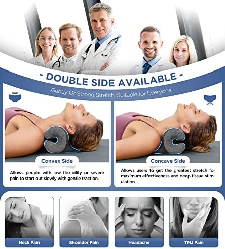 Osteo Neck Stretcher with Magnetic Therapy Cover, 2 Modes[Gentle/Strong] Pain Relief Cervical Traction Device, No Smell Neck and Shoulder Relaxer, Chiropractic Pillow for TMJ Headache Spine Alignment