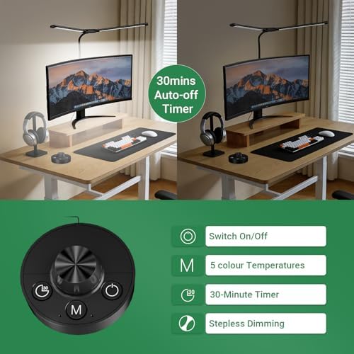 LED Desk Lamp with Clamp, 23.5-31.5 Inches, Black