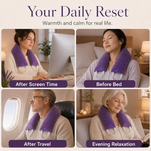 Premium Lavender Microwavable Neck Wrap Set, Heating Pad with Eye Pillow