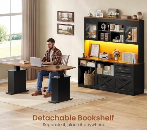 SEDETA 69" L Shaped Gaming Standing Desk with 4 Drawers, Storage Bookshelf