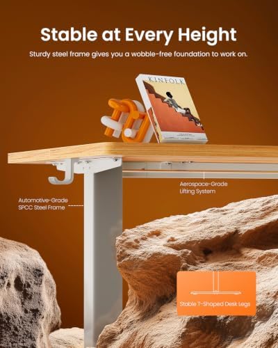 ErGear Height Adjustable Electric Standing Desk, 32 x 19 Inches Sit Stand up Desk, Memory Computer Home Office Desk, Light Vintage Brown