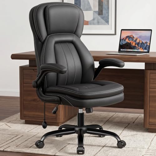 Ergonomic Leather Chair, Executive High Back Office Chair, Black
