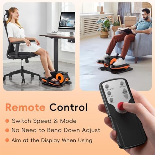 Under Desk Oval Machine, Morelax Oval Leg Exerciser for Elderly Assembly, Quiet Portable Electric Sit Pedal Exerciser with Resistance Band, Remote Control and 12 Adjustable Speeds