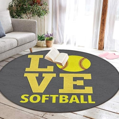 Circular Rugs Large Modern Round Area Rug Fashion Decor Mat for Home Office Love Sports Softball