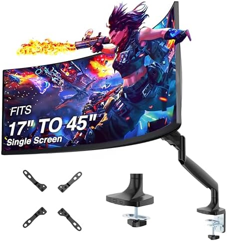 AVLT Single 17"-45" Monitor Arm Desk Mount Premium - Black