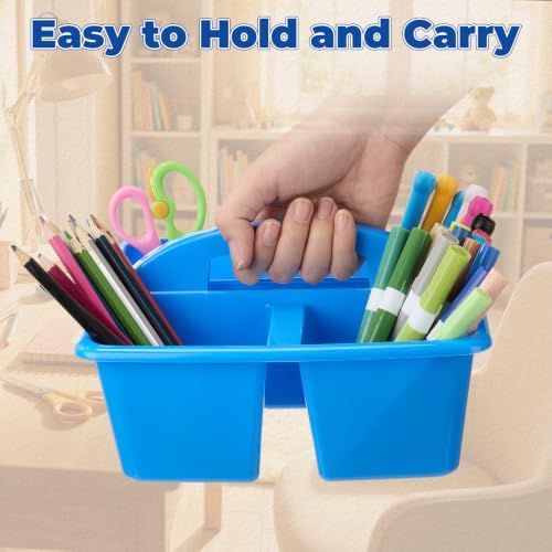 Kathfly 4 Pack Classroom Caddy Organizer with Handle Bulk, Blue