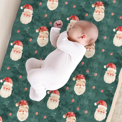 Watercolor Christmas Winter Holiday Theme Pattern Baby Changing Pad Cover, Unisex Christmas Nursery Diaper Changing Table Pad Mat Sheet for Boys Girls-16x32