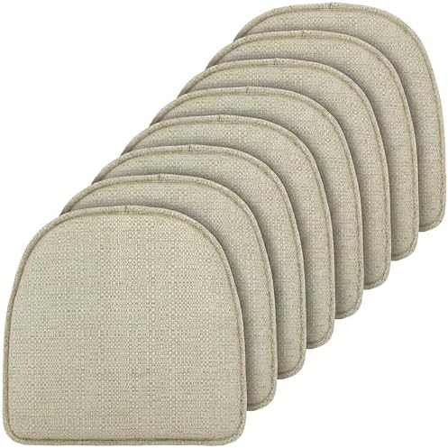 Klear Vu Raindrop The Gripper Non Slip Chair Cushions, Soft & Comfortable Seat Pad, Sitting Pillow for Kitchen, Dining or Office, 8 Count (Pack of 1), Linen