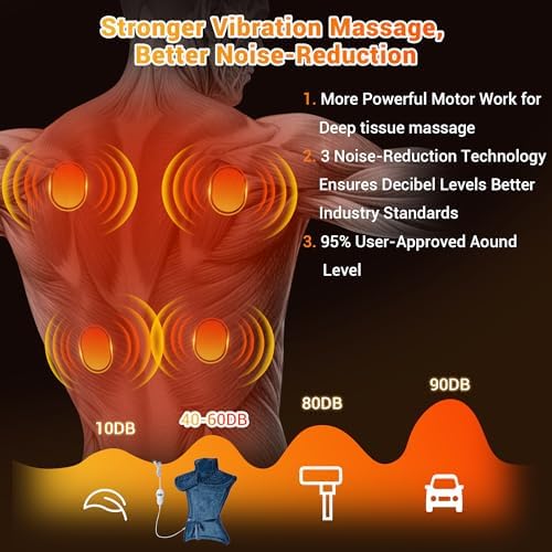 Massaging Heating Pad for Back, Neck and Shoulder Massager