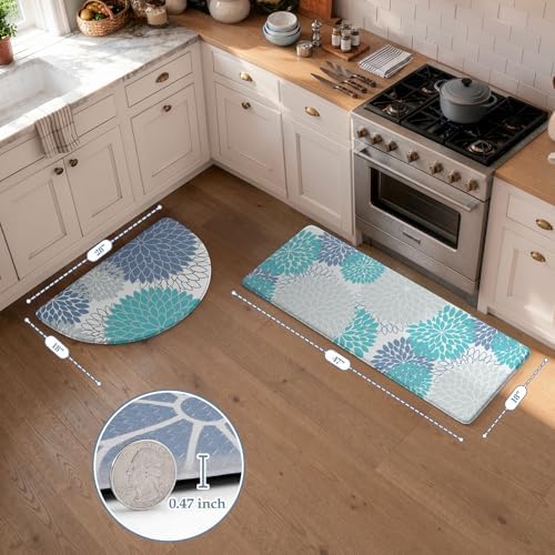 KIMODE Half Circle Anti Fatigue Mats for Kitchen Floor Rug Sets of 2