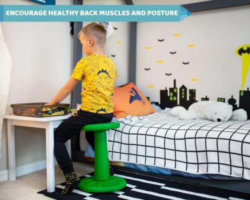 Studico ActiveChairs - Kids Wobble Stool - Flexible Classroom Seating for Focus & Posture, Green