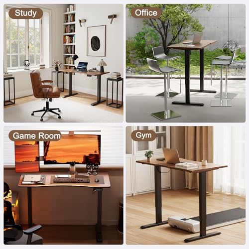 Solid Wood Electric Standing Desk, 47.2"x23.6" Walnut Standing Desk