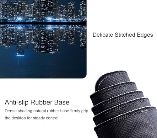Gaming Mouse Pad, Large Mouse Pads for Desk, Non-Slip Rubber Base Mousepad, Keyboard Mouse Mat, Desk Pad with Stitched Edges, 31.5x11.8inch, Chicago Skyline