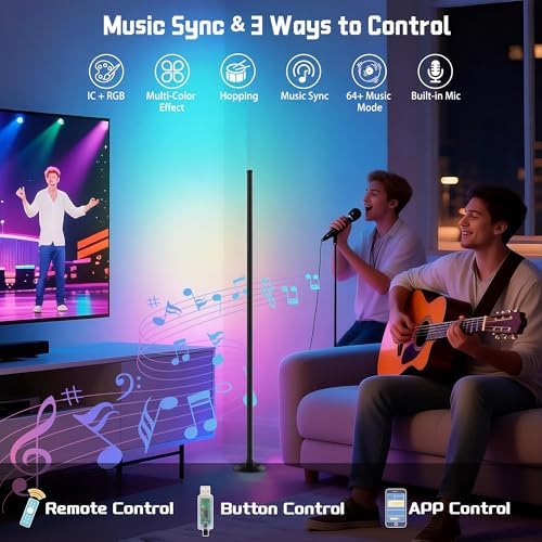 NBBUFF IC+RGBW Led Corner Floor Lamp USB Powered App & Remote Control,1Pack