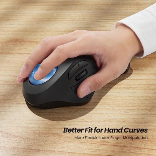 Nulea M505A Wireless Trackball Mouse Ergonomic 44mm Index Finger Control