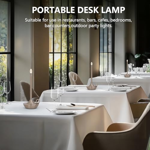 Rechargeable Cordless Table Lamp, Battery Table Light | Stepless Dimming Portable LED Table Light with Memory Function, for Outdoor/Dinner/Patio/Restaurant.(Black)