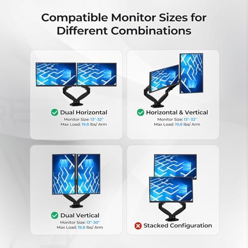 Dual 24-27 Inches Monitors Mount Arms for Desk