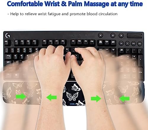 BRILA Keyboard Wrist Rest Support Cushion Pad for Computer, Laptop, Office Work, PC Gaming - Memory Foam Gel with Massage Holes Design - Non-Slip Easy Typing Wrist Pain Relief