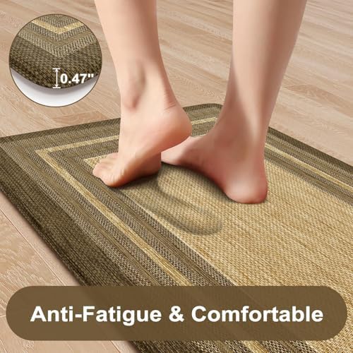 KIMODE Anti Fatigue Cushioned Kitchen Mats for Floor,Vintage Kitchen Rugs