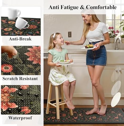 Collive Kitchen Rugs Sets of 2, Waterproof Anti Fatigue Kitchen Mats