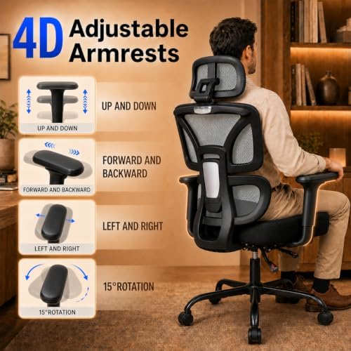 Ergonomic Office Chair with Footrest - High Back Mesh Computer Desk Chair
